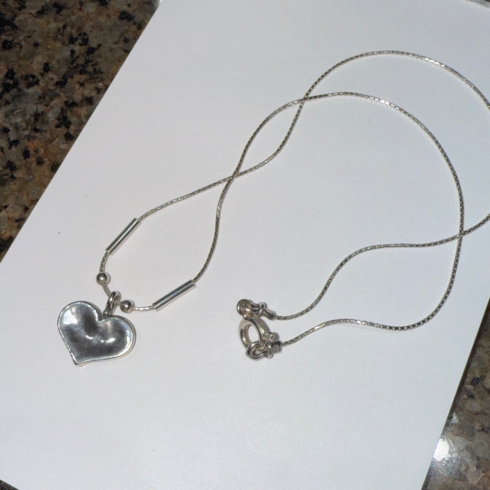 SILPADA Hammered Heart Sterling Silver Necklace N0514 - Picture 3 of 4